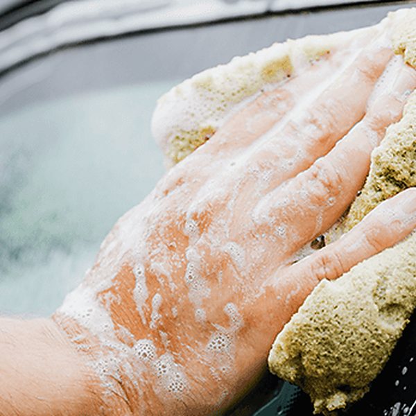 Hand washing with a sponge